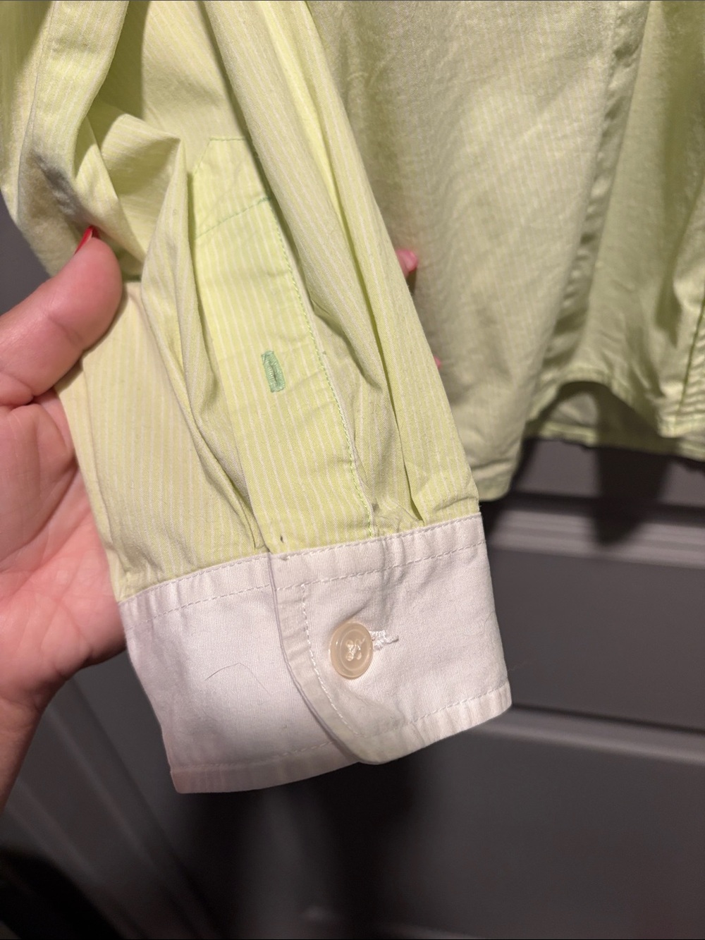Lilly Pulitzer Pale Yellow White Pinstripe Button Front Size 12 Cotton Blend - Picture 4 of 5